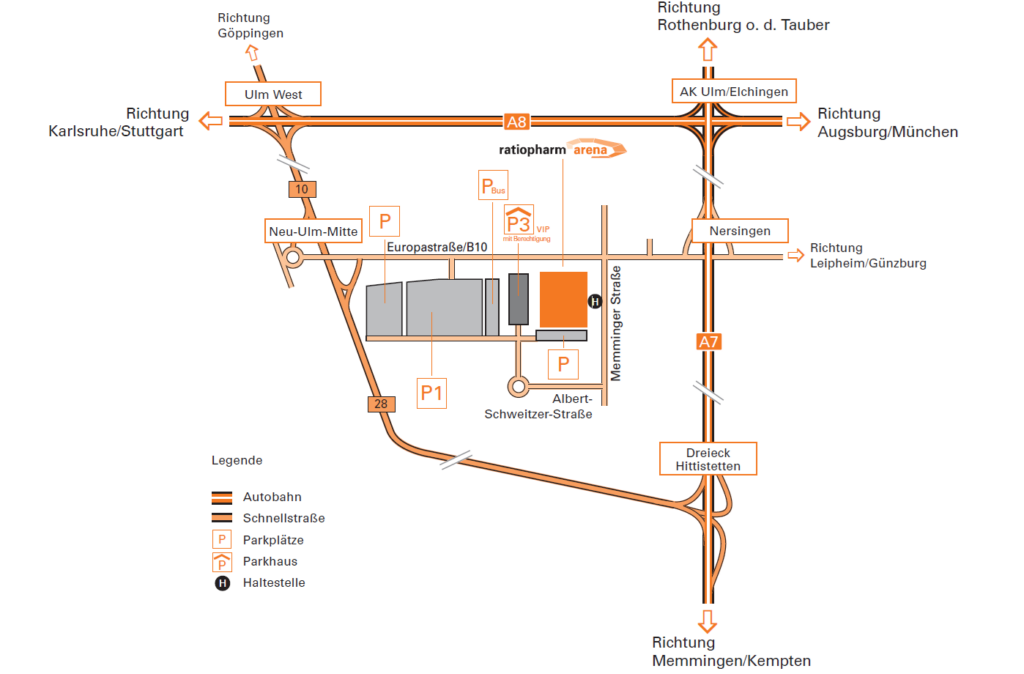 Anfahrt ratiopharm arena Neu-Ulm